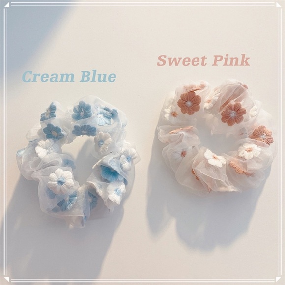 🌼Embroidery Floral Hair Tie Scrunchie - Picture 3 of 8